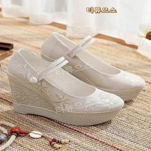 한복신발 키높이 꽃신 자수 한복화 여자 신부 폐백 전통 결혼식 신발 혼주 뮬 티류으스