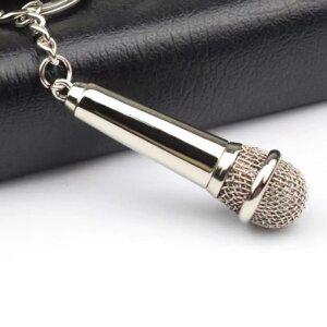 마이크 키 체인 가수 래퍼 음악 애호가 금속 열쇠 고리 참 펜던트 보석 선물