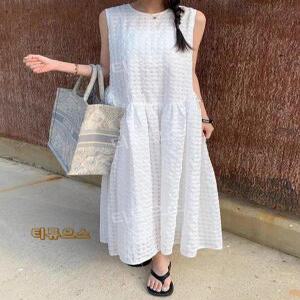 원피스 시어서커 민소매 나시 롱원피스 여름 티류으스