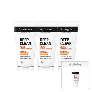 뉴트로지나 NEW 딥클린 아크네 포밍 클렌저 150g, 3개+증정(인텐스 리페어 시카 에멀젼