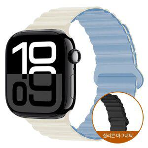 애플워치 마그네틱 실리콘 루프 스트랩 11 10 9 8 7 6 5 4 SE 2 울트라 호환 시계줄 밴