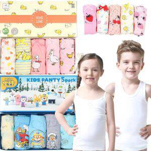 TRY 어린이 삼각 팬티 5매입 순면 런닝 주니어 속옷 드로즈 사각 속바지 어린이