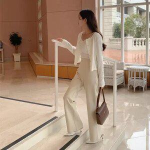 [케이클럽] 원트 쫀쫀 옆지퍼 와이드 슬랙스 여름 여성 출근룩 하객룩 와이드핏