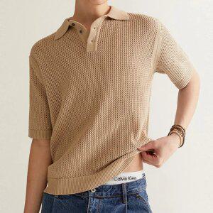 [후아유] 반팔 카라 스카시 오버핏 스웨터 (WHKAD2571M-T)