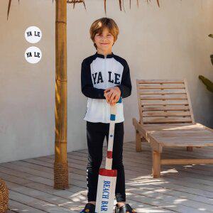 [예일키즈] 바시티 로고 집업 래쉬가드 셋업 YJCCRUD23095