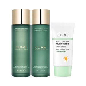 [T11%+10%+5%적립] 김정문알로에 수딩 기초 세트 (토너, 에멀전) + 아쿠아 마일드 선크