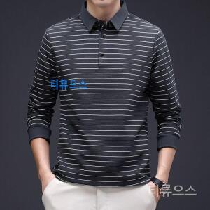 티류으스 남자카라티 심플 트렌드 통기성 봄가을 스트라이프 꾸안꾸 줄무늬 긴팔티셔츠