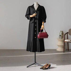 (안나앤플러스) 윙클 버튼 플리츠 원피스[드레스EA380] 빅사이즈