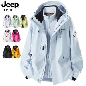 지프 JEEP SPIRIT 남녀공용 3in1 자켓 방풍 방수 바람막이 집업 점퍼 등산 캠핑패션 후