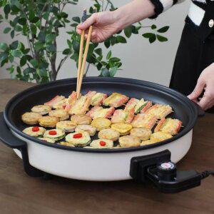 쿡 분리식 온도조절가능 원형 유리뚜껑 전기그릴