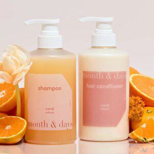 [헤어 SET] 먼스앤데이즈 코랄(감귤과허브향) 퍼퓸케어 헤어 세트(샴푸 500ml + 컨디셔