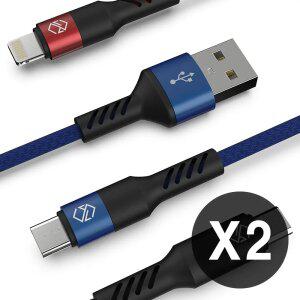 [1+1 로프 케이블] C타입/8핀/5핀 핸드폰 휴대폰 고속 충전케이블 애플 삼성 아이폰 갤