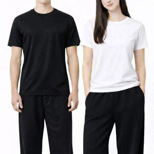 3pack 쿨 무지 라운드 면 반팔 티셔츠 검 흰