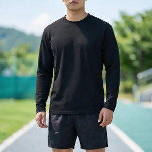 쿨 긴팔티 등산 운동 런닝 헬스 흡한속건 남성 여성 쿨링 무지 티셔츠 검 흰