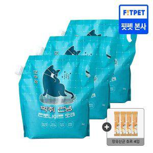 포우장 고양이모래 악취안녕 벤토나이트 6kg x 3개입(+츄르 4입)