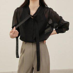 시스루타이블라우스