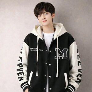 HTB 남성 후드티 야구 점퍼 학생 캐주얼 자켓