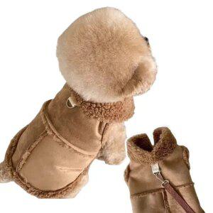 모던 트렌디 애견 애묘 반려동물 데일리 어그 무스탕 겨울 옷 양털 기모 안감 하네스