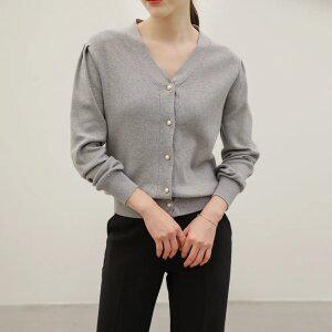 퍼프진주버튼가디건