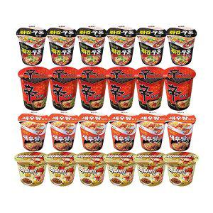 농심 신라면컵, 62g, 6개 + 튀김우동컵, 62g, 6개 + 새우탕컵, 67g, 6개 + 짜파게티범