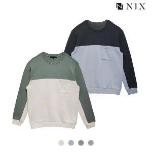 [택가 62000원][NIX]남) 컬러 블록 워싱 맨투맨(FNQSCTM153P)