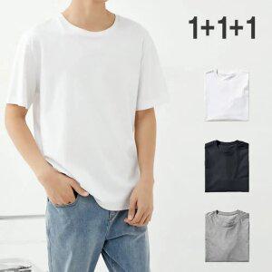 문컬렉션 무지티 3장 SET 라운드 R넥 반팔 프리미엄 면티 티셔츠