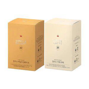 [심야마트] 할리스 바닐라딜라이트 30입, 1개 + 카페라떼 30입, 1개