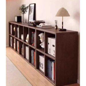 견고한 호두색 원목 나무 책장 거실 수납 책꽂이 선반