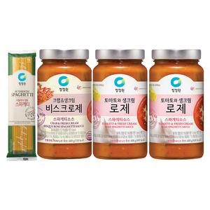 청정원 파스타소스, 로제, 600g, 2개 + 비스크로제, 600g, 1개 + 스파게티면, 500g, 1