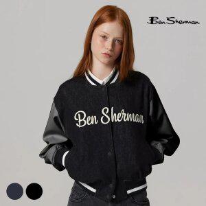 [택가 188,000원] 벤셔먼 엠브로이더리 로고 데님 바시티 자켓 블랙 BOCJP813FBK