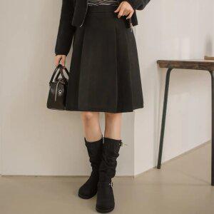 [데일리/격식룩] 핀턱 버클 미디 스커트