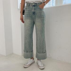 [시크릿라벨] [NEW시즌] 워싱 롤업 데님 팬츠