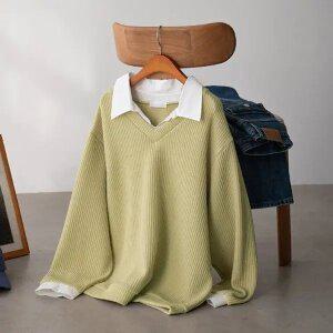 (안나앤플러스) 아일렌 레이어드 맨투맨[티셔츠ECU37] 빅사이즈