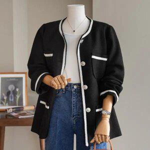 (안나앤플러스) 드젤 배색 트위드 자켓[자켓EDM68] 빅사이즈