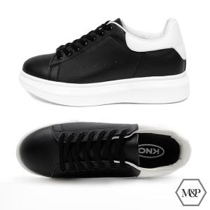 모아 오버솔 남자 키높이 스니커즈 7cm 레더 가죽 남성 운동화 커플 신발 해리슨 블랙