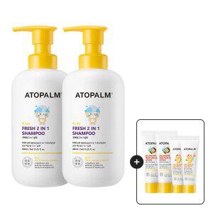아토팜 키즈 프레쉬 2in1 샴푸 460ml 2개+[증정]징크선크림10gx2+젤로션20mlx2