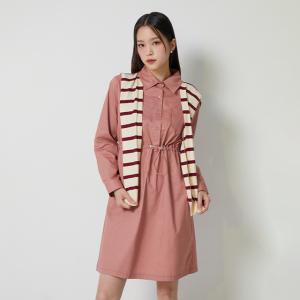 스트라이프배색 숄세트 긴팔원피스 AQ3WO940