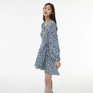 브이넥 패턴 미니 랩 원피스 AQ1WO344