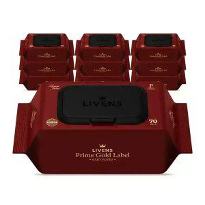 리벤스 프라임 골드라벨 도톰한 엠보싱 아기 물티슈 캡형 70매 * 10팩