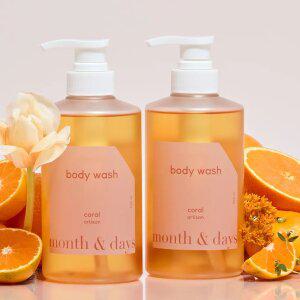 [바디워시 1+1] 먼스앤데이즈 코랄(감귤과허브향) 퍼퓸케어 바디워시 500ml (총 1L)