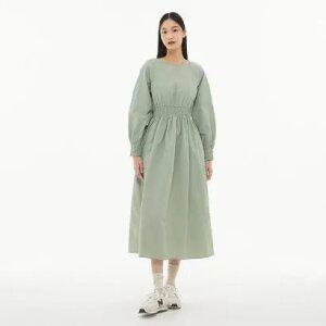 소매&허리 스모킹 플레어 원피스 AP1WO362