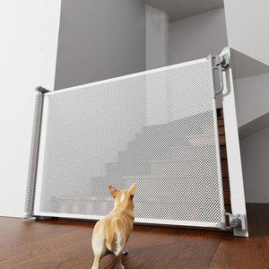 메쉬 슬라이드 안전문 강아지 대형 펜스 울타리 길이조절 반자동 가림막