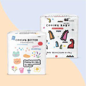 쿠잉 베러오리지널+베러UP 기저귀 /4팩+4팩/ 쿠잉 가성비 라인 조합 추천