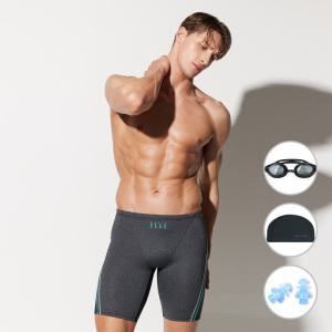 [4종세트] 베이직엘르 남성 그레이 5부 실내수영복 BEZ-W404G