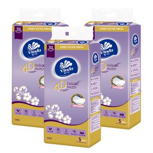 빈다 4D Deluxe 엠보싱 미용티슈, 3겹, 100매, 5개입, 3팩