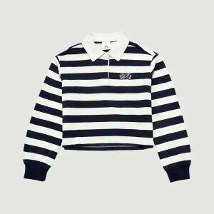 [행텐주니어]여아 카라 스트라이프 크롭 티셔츠-SE2011446013012