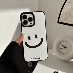 최신 귀여운 아이폰 케이스 가죽 스마일 TPU / 아이폰 11 12 13 14 15 16 프로 플러스