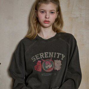 세레니티 레글런 피그먼트 맨투맨 스모크블랙