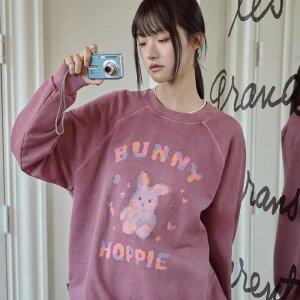 파스텔 버니 레글런 피그먼트 맨투맨 더스티핑크