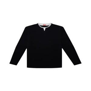 [오스틴리드]네이비 레이어드 슬릿넥 티셔츠-A5SW2310437C